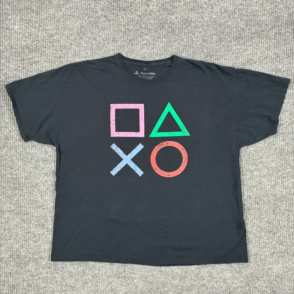 PlayStation Symbols T-Shirt Mens 3X Black Sony Ripple Junction Graphic Tee Gamer